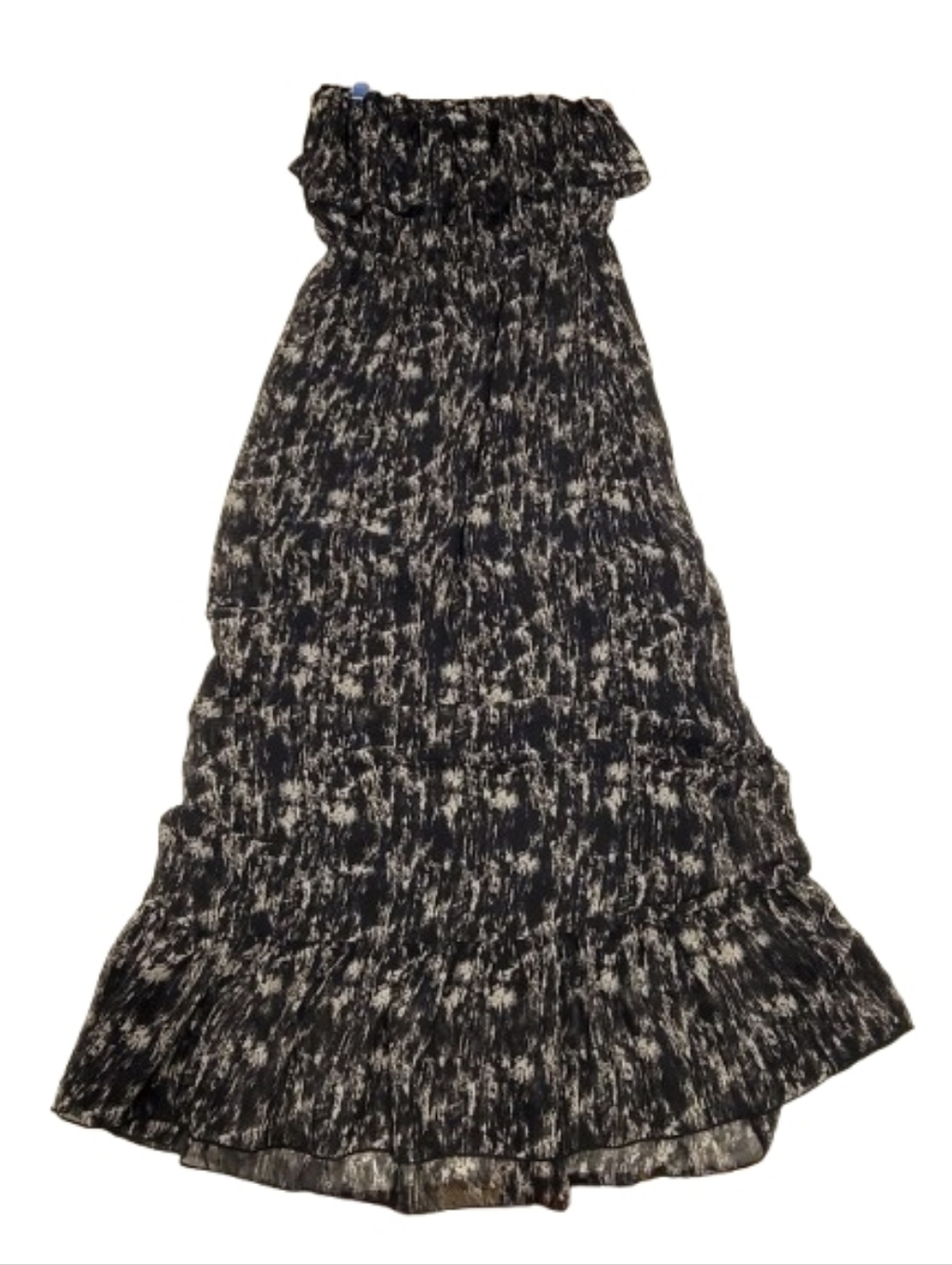 Smocked Strapless Maxi Empire Sun Dress in Black and Cream Medium - Picture 3 of 10